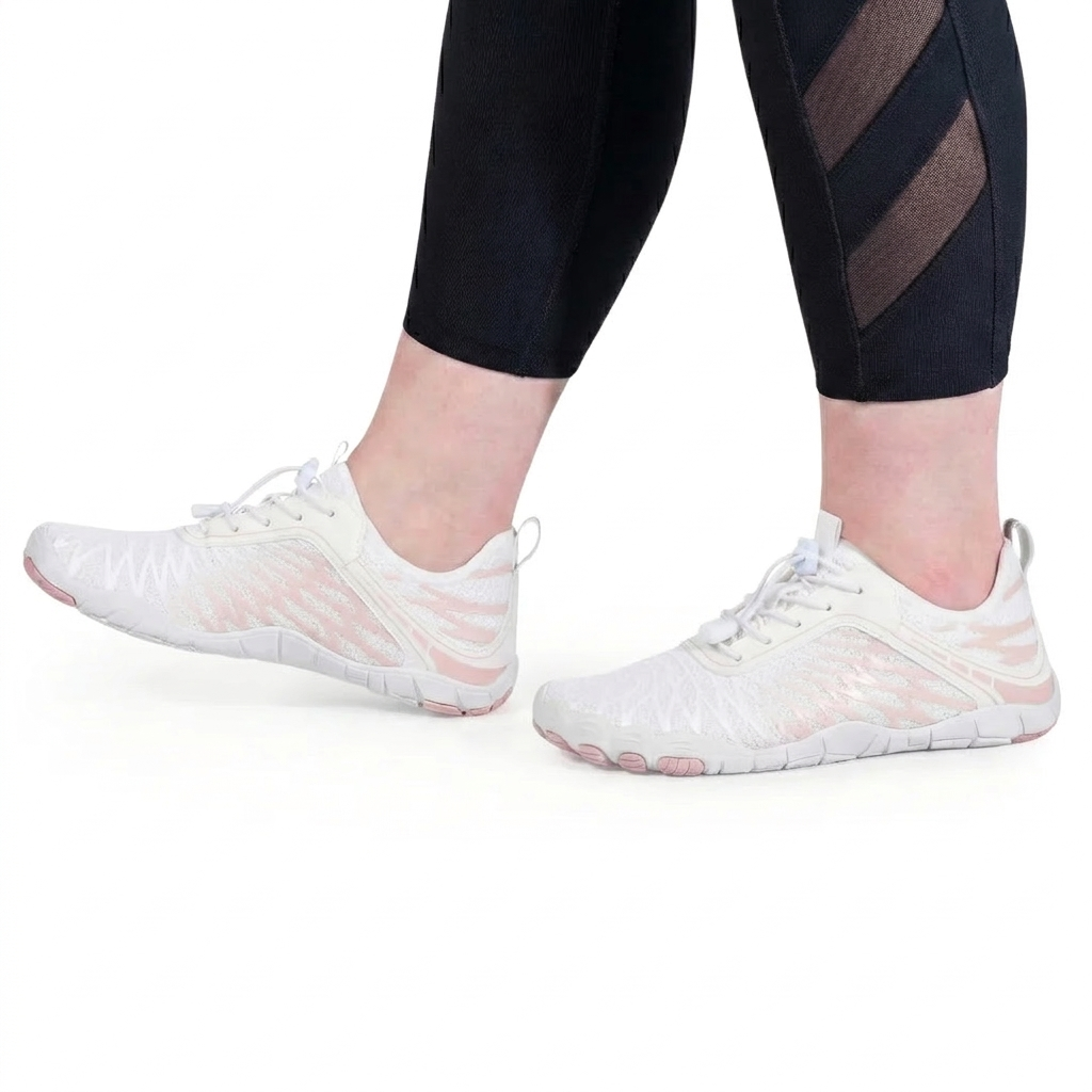 Solework Lorax Pro barefoot shoe white pink on feet